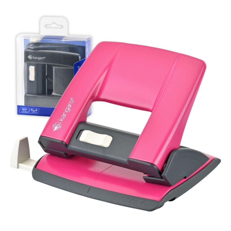 Perforator Kangaro AION-20/S, 20 coli, metalic, roz fucsia, blister [1]
