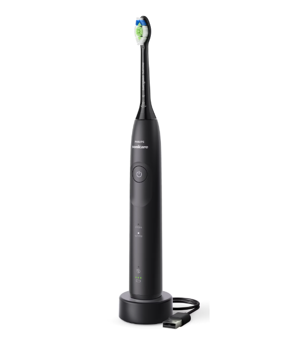 Periuta de dinti electrica philips sonicare hx7111/01, 62.000 miscari/minut, autonomie 21 zile, 2 moduri periere, senzor presiune integrat, functia brushsync, capat de periere otimal white, negru [3]