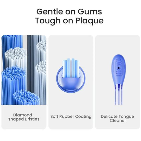 Periuta de dinti sonica oclean ease, functii: smart timer 2 min, 2 moduri de utilizare, 45 db, ipx7 waterproof, durata baterie pana la 120 zile, protectie impotriva prafului, perfecta pentru calatorii [3]