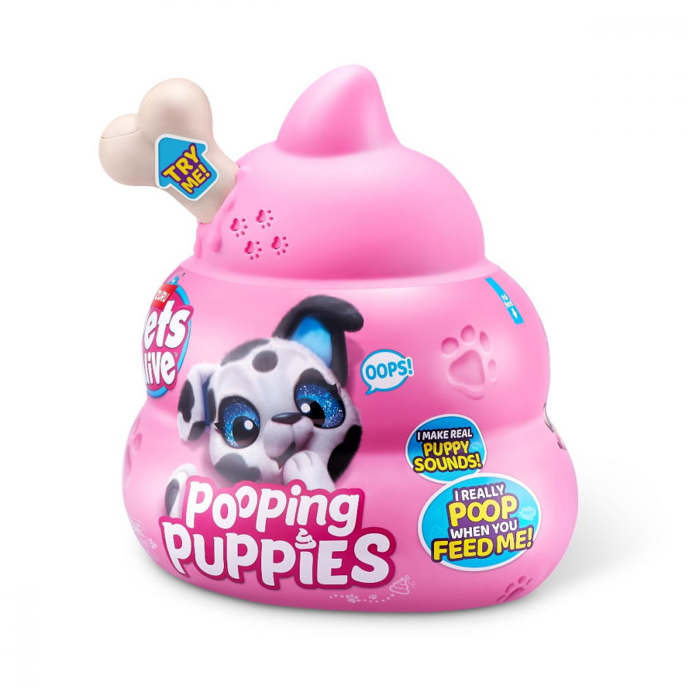 Pets Alive - Jucarie de plus interactiva catelus cu accesorii surpriza, Pooping Puppies varsta 3-5 ani ,5-7 ani ,7-9 ani, Unisex [2]