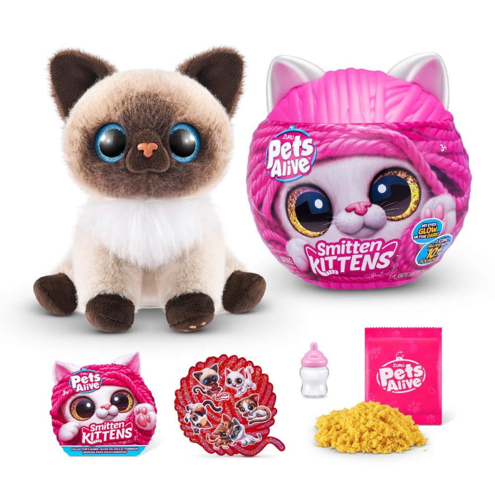 Pets Alive - Jucarie de plus interactiva pisica cu accesorii supriza, Smitten Kittens varsta 3-5 ani ,5-7 ani ,7-9 ani, Fete [4]