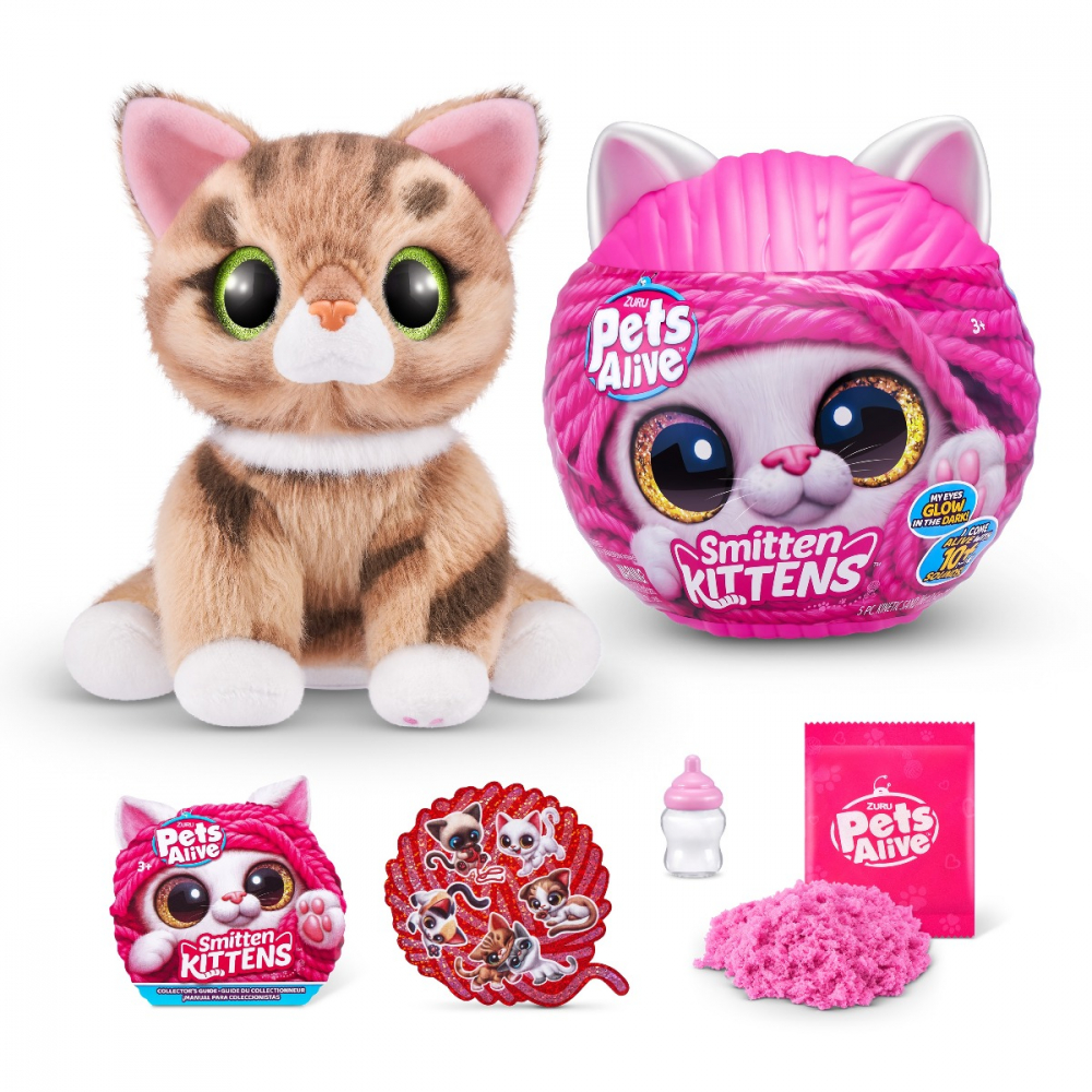 Pets Alive - Jucarie de plus interactiva pisica cu accesorii supriza, Smitten Kittens varsta 3-5 ani ,5-7 ani ,7-9 ani, Fete [7]