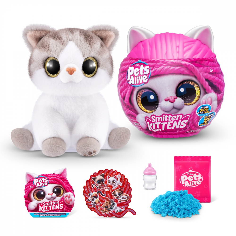 Pets Alive - Jucarie de plus interactiva pisica cu accesorii supriza, Smitten Kittens varsta 3-5 ani ,5-7 ani ,7-9 ani, Fete [9]