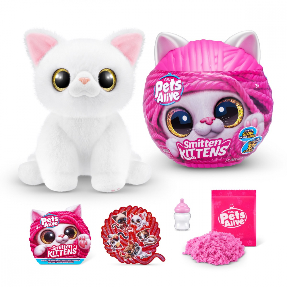 Pets Alive - Jucarie de plus interactiva pisica cu accesorii supriza, Smitten Kittens varsta 3-5 ani ,5-7 ani ,7-9 ani, Fete [3]