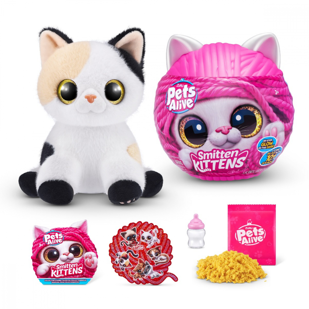 Pets Alive - Jucarie de plus interactiva pisica cu accesorii supriza, Smitten Kittens varsta 3-5 ani ,5-7 ani ,7-9 ani, Fete [5]