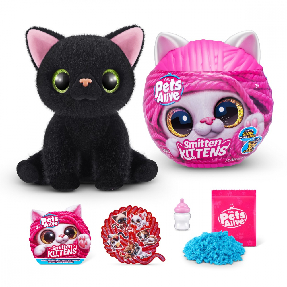 Pets Alive - Jucarie de plus interactiva pisica cu accesorii supriza, Smitten Kittens varsta 3-5 ani ,5-7 ani ,7-9 ani, Fete [6]