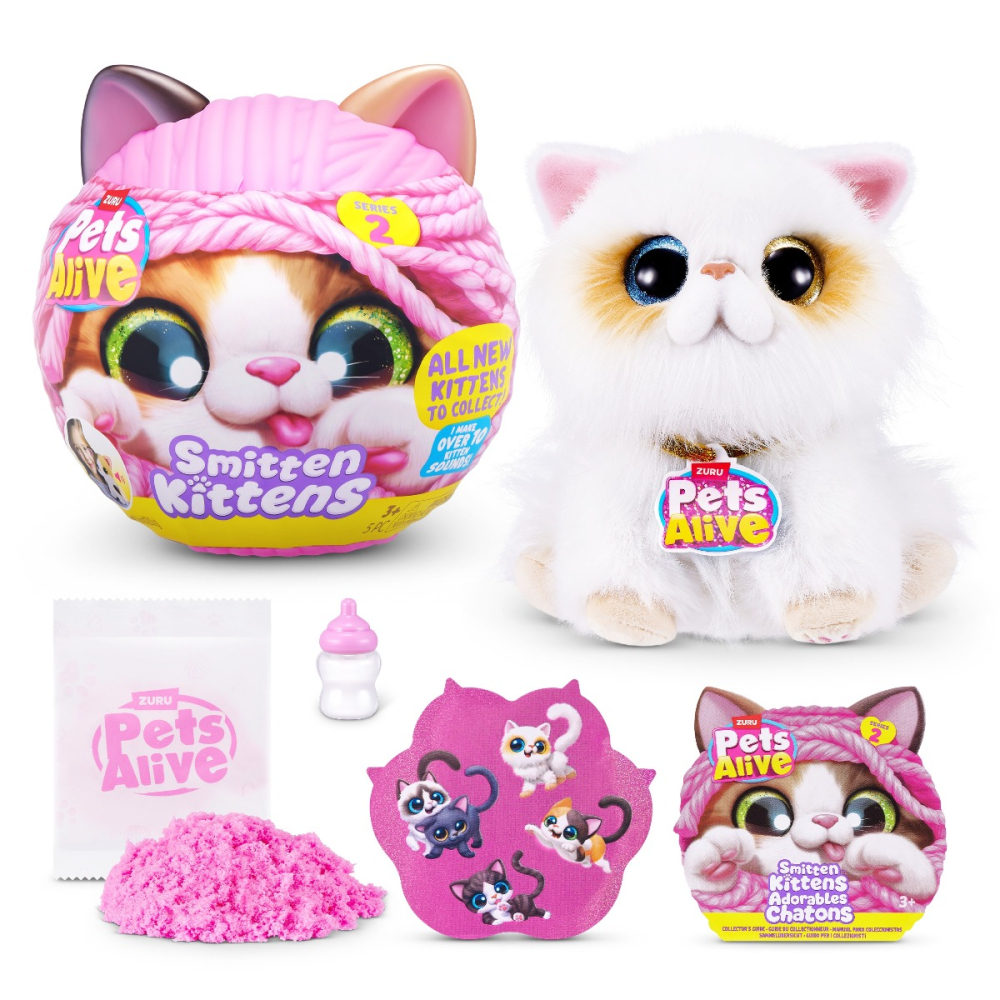 Pets Alive - Jucarie de plus interactiva pisica cu accesorii supriza, Smitten Kittens, Seria 2  [5]