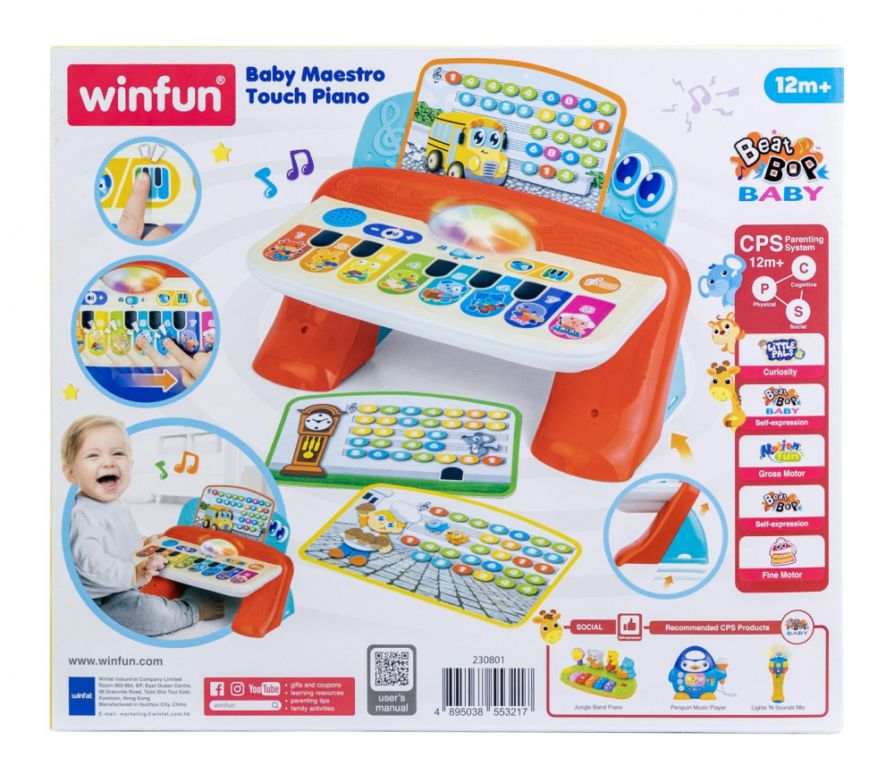 Pian cu sunete si lumini cu 8 taste pentru bebelusi, winfun, varsta de la 1 an la 3 ani [4]