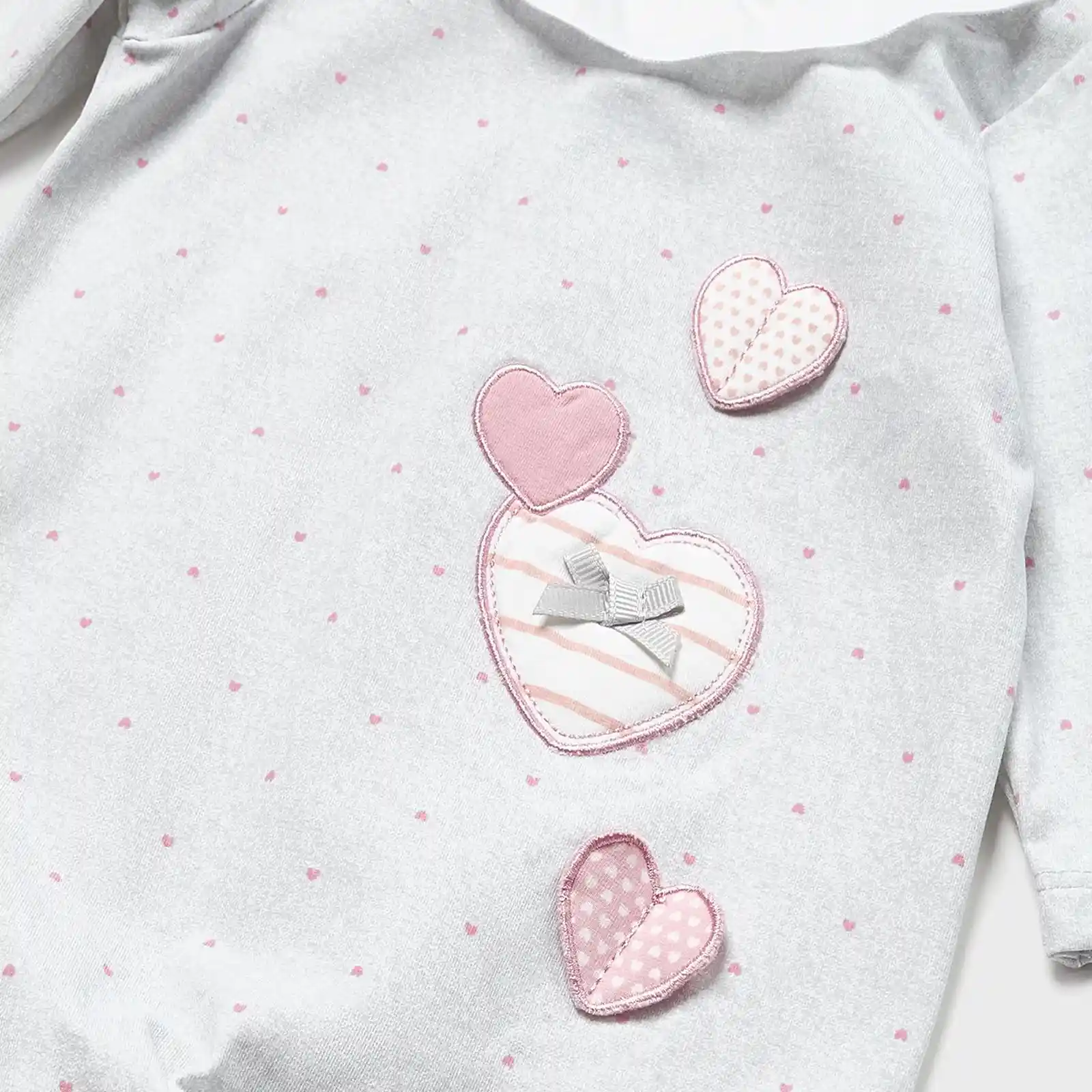 Pijama cu maneca lunga pentru bebe, imprimeu Inimioare, Lunar [3]
