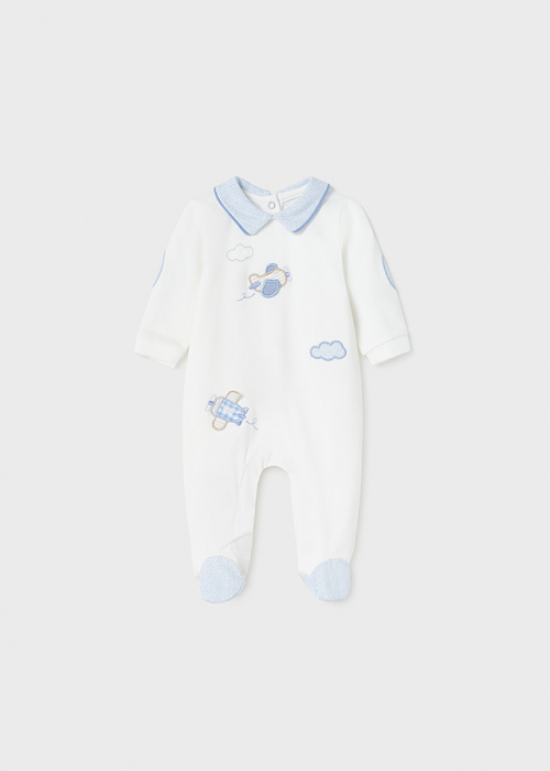 Pijama pentru bebe baiat, salopeta din bumbac, model Avioane [2]