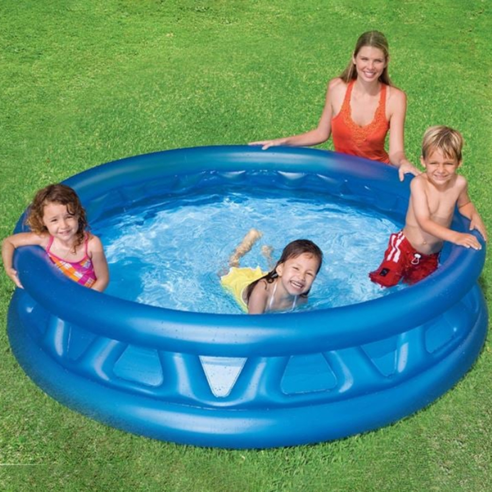 Piscina Gonflabila pentru Copii, cu 3 Inele Rezistente, Capacitate 450 Litri, Albastru [2]