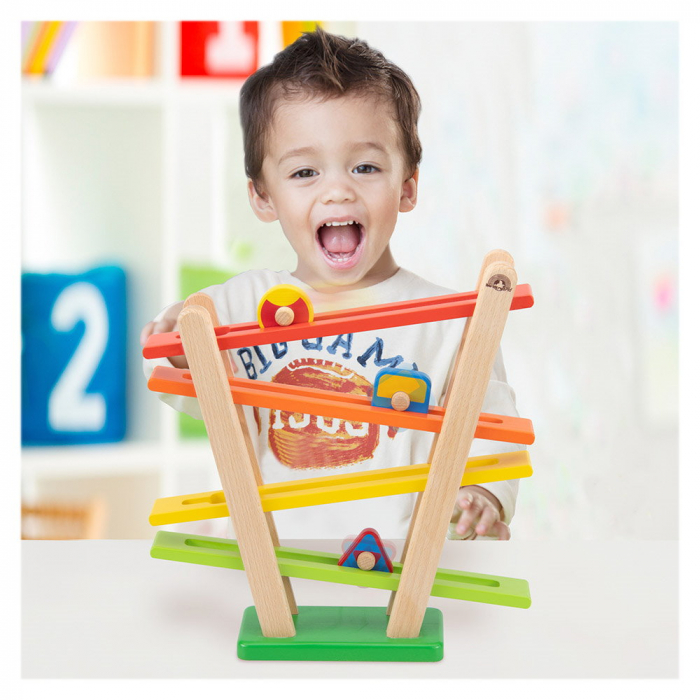 Pista de curse din lemn cu rotite, Wonderworld, 1-5 ani [2]
