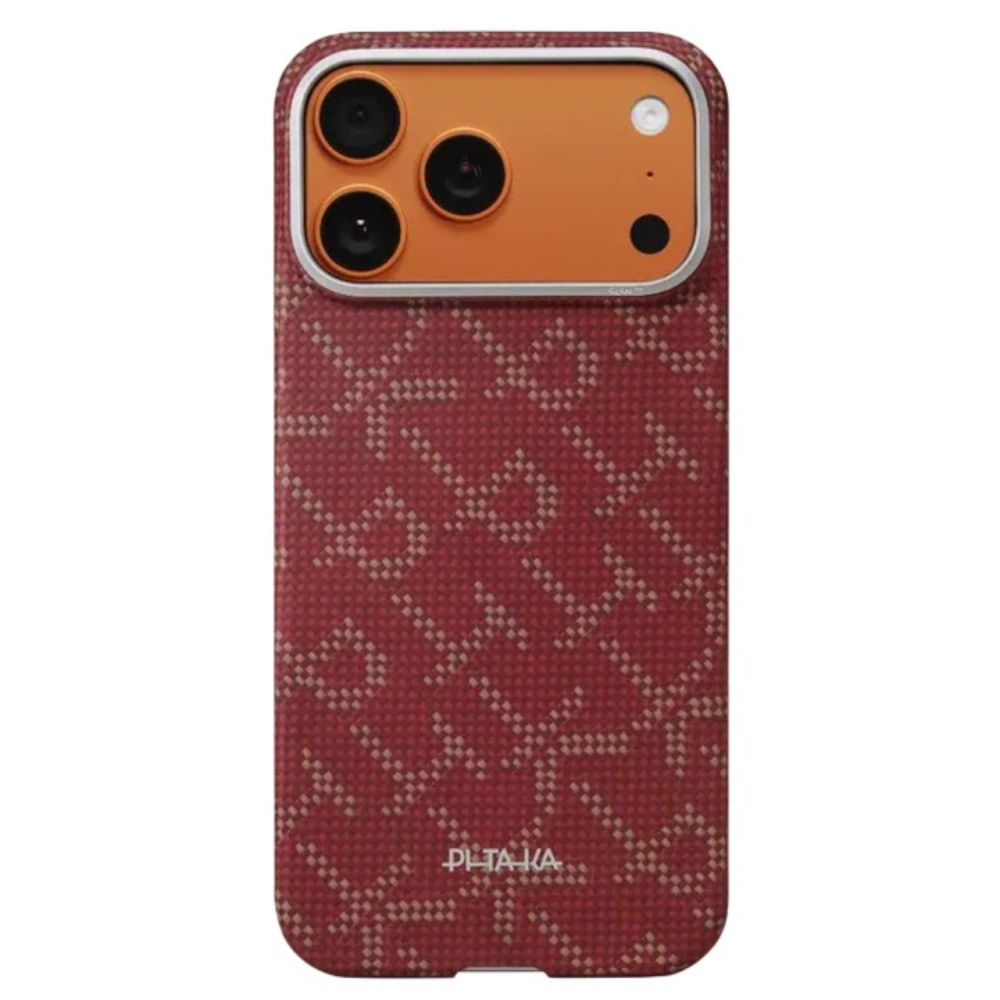 Pitaka Husa Ultra-Slim Aramida Monogram Magsafe iPhone 17 Pro Gold / Red [7]