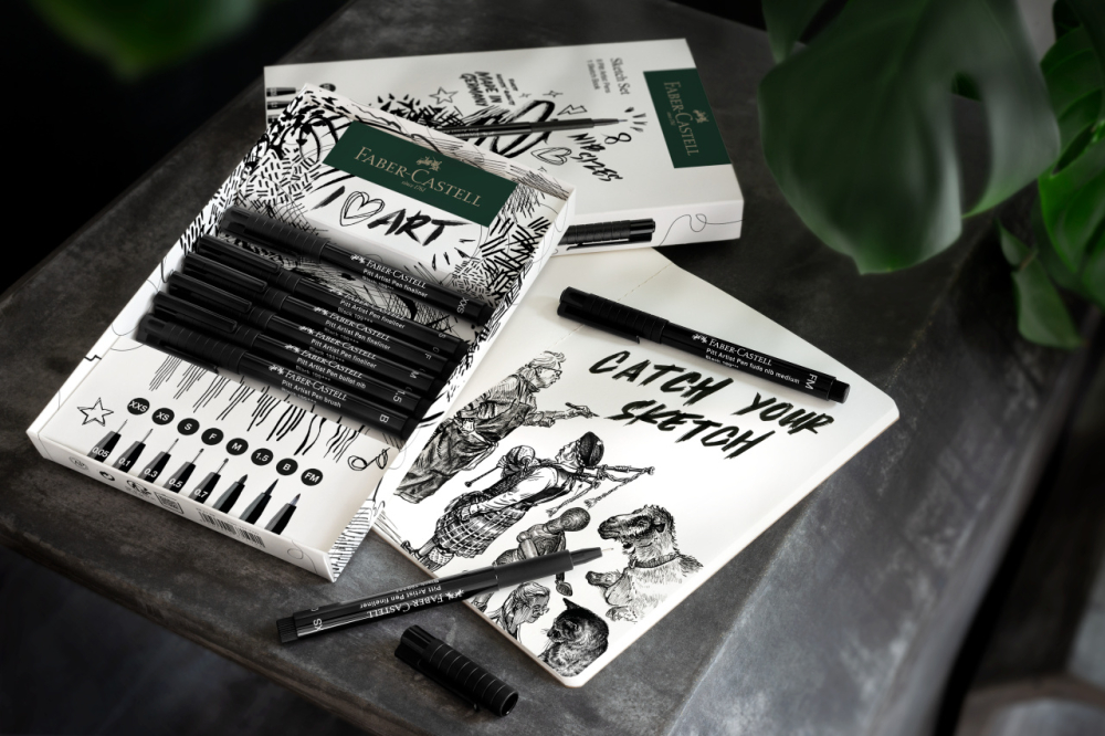 Pitt artist pen set sketching 8 bucati + sketchbook faber-castell [5]