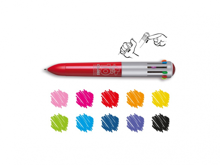 Pix cu 10 culori si mecanism retractabil, nuante fluorescente [3]