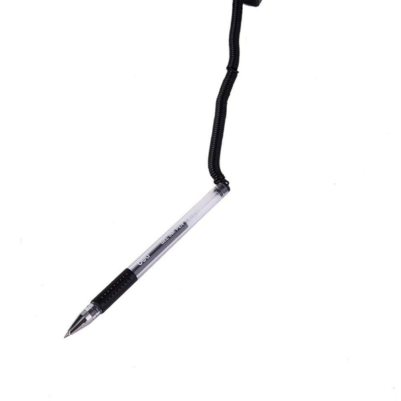 Pix cu bila Deli 6791, 0.5mm, cu suport birou, corp transparent, grip cauciucat, scris negru [5]