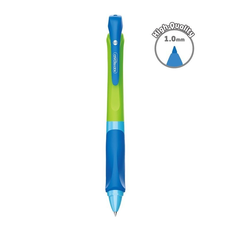 Pix cu bila Keyroad Easy Writer KR971586, 1.0mm, cu mecanism, ergonomic, corp mat diverse culori, grip cauciucat, scris albastru [5]