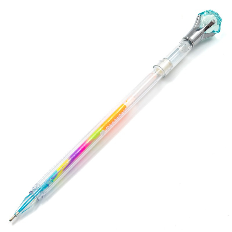 Pix cu gel CNX GP219, 0.8mm, cu capac, corp transparent, scris neon multicolor, cu figurine diamant [2]