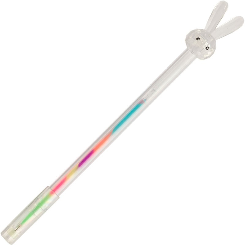 Pix cu gel CNX GP254-48, 0.8mm, cu capac, corp transparent, scris neon multicolor, model iepure [2]
