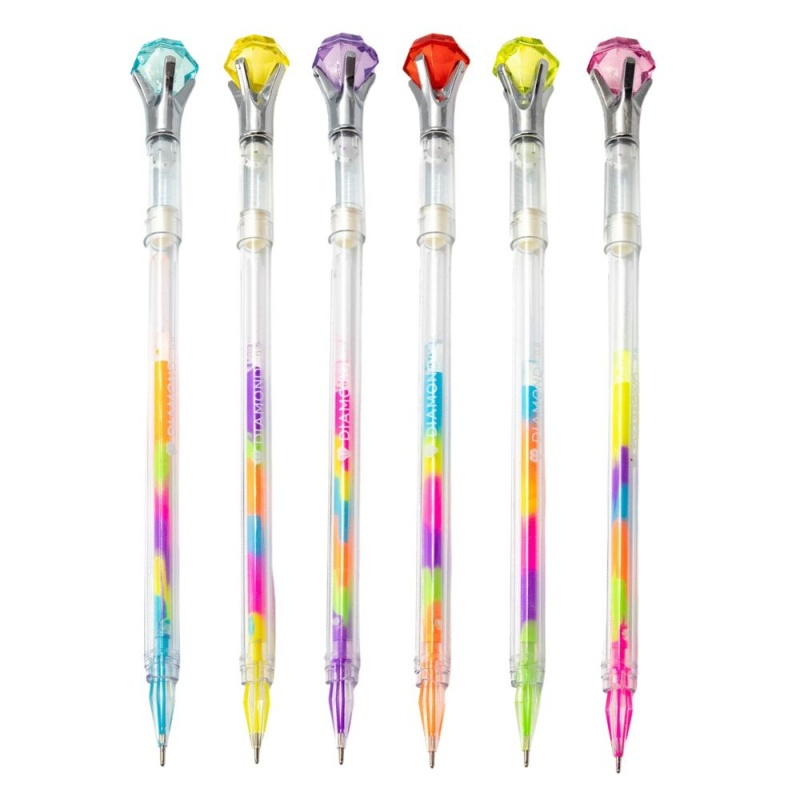 Pix cu gel CNX NO 323, 0.8mm, cu capac, corp transparent, scris neon multicolor, cu figurine diamant [1]