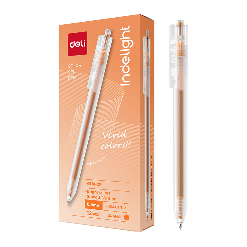 Pix cu gel cu mecanism 0.5mm portocaliu deli [2]