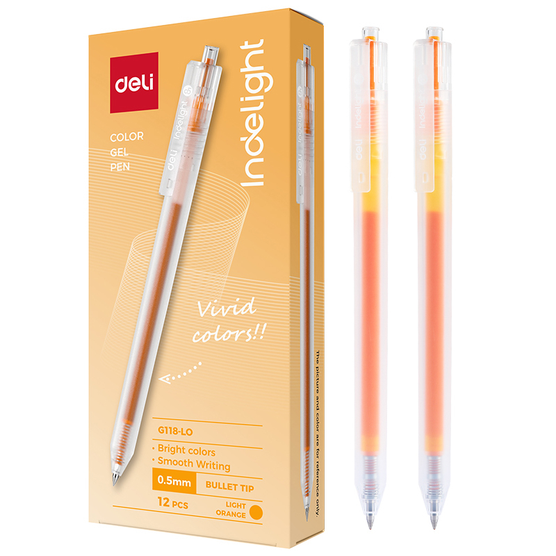 Pix cu gel cu mecanism 0.5mm portocaliu deschis deli [2]