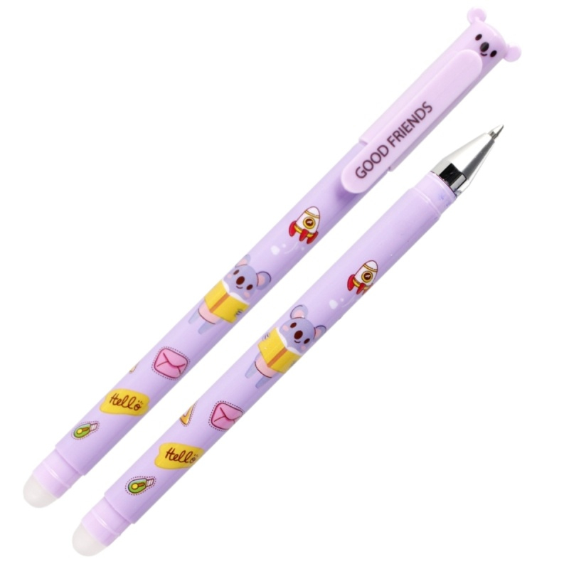 Pix cu gel cu stergere Starpak, 0.5mm, cu mecanism, cu guma de sters, diverse culori, model Teddy Bear, scris albastru [3]