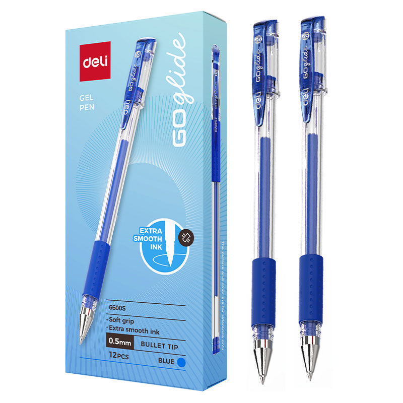 Pix cu gel si grip 6600 0.5mm albastru deli [3]