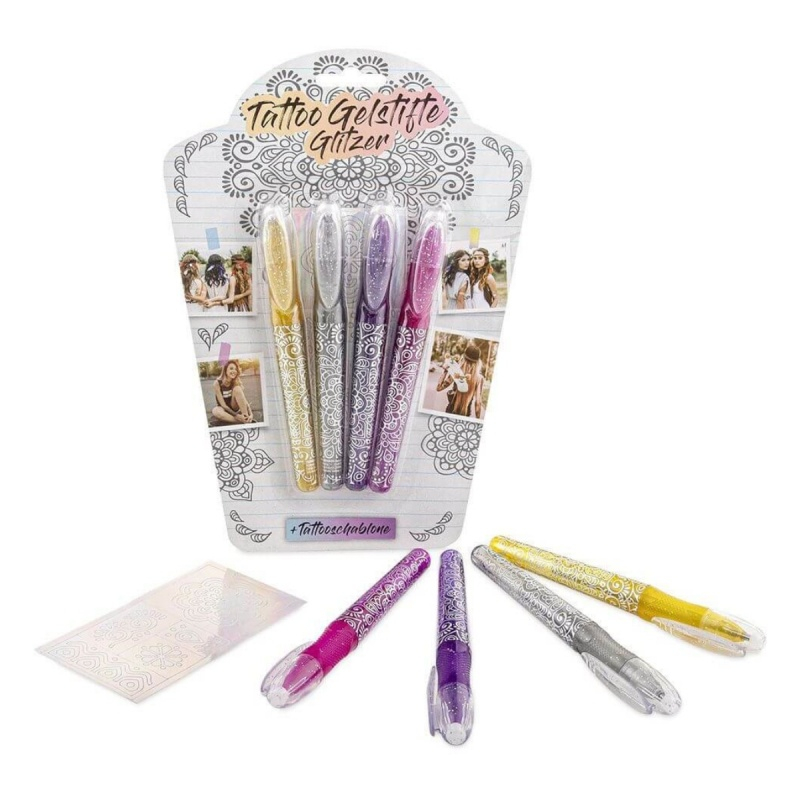 Pix cu gel Trendhaus CH31382, pentru tatuaje, set 4 culori cu sclipici [3]
