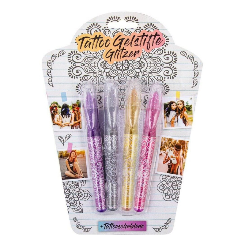 Pix cu gel Trendhaus CH31382, pentru tatuaje, set 4 culori cu sclipici [2]