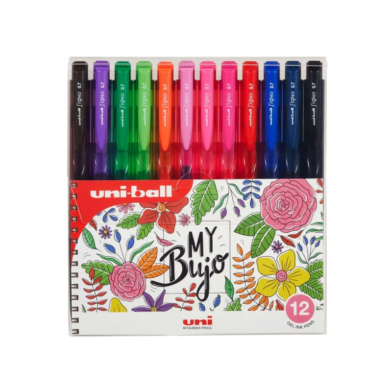 Pix cu gel Uni-ball Signo My Bujo UMN-155N, 0.7mm, cu mecanism, corp in culoarea scrisului, set 12 culori intense [2]