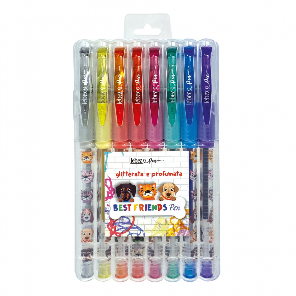 Pixuri cu sclipici parfumat, cu manere moi, Best Friends, 8 culori (blister) [1]