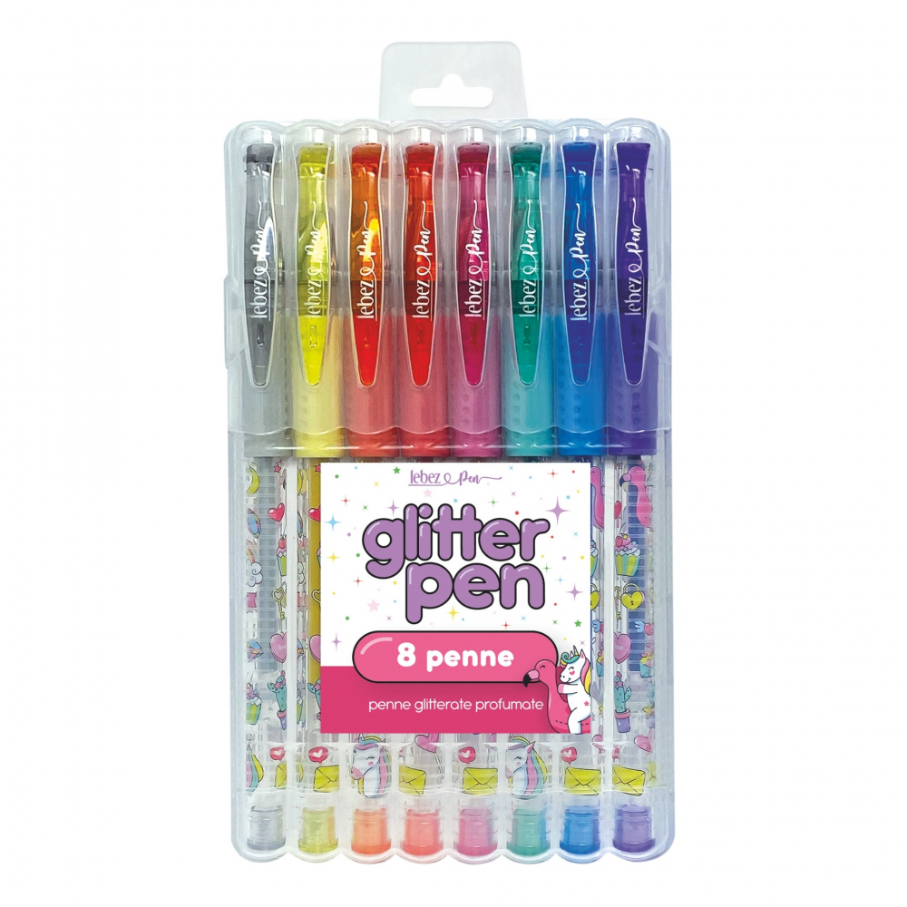Pixuri cu sclipici parfumat, cu manere moi, Girly, 8 culori (blister) [1]