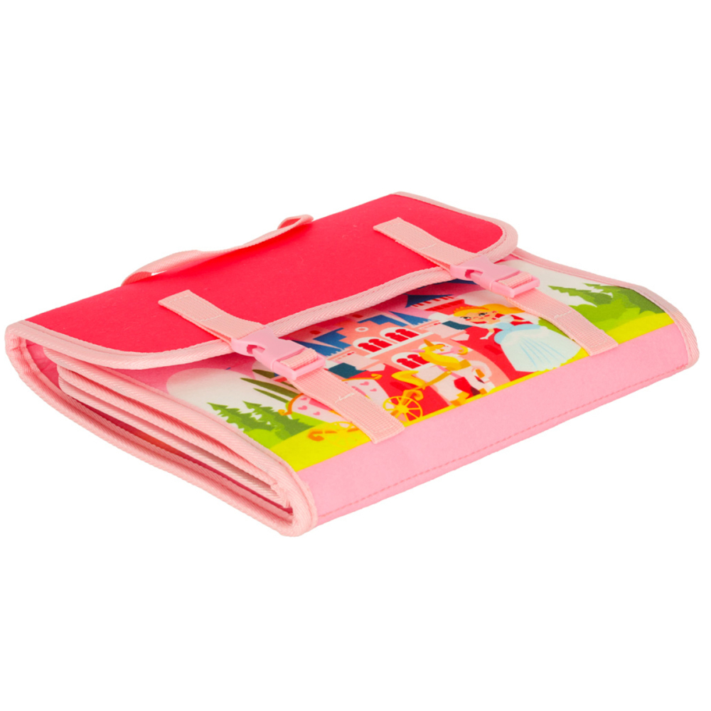Placa Manipulativa Senzoriala Tip Rucsac Roz, Carte Educationala din Fetru Prințese, 3 ani+ [2]