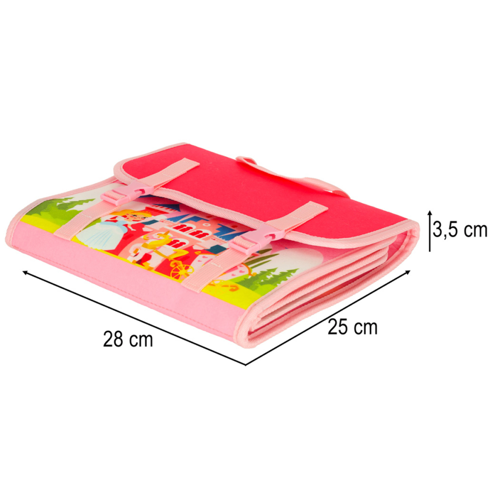 Placa Manipulativa Senzoriala Tip Rucsac Roz, Carte Educationala din Fetru Prințese, 3 ani+ [4]