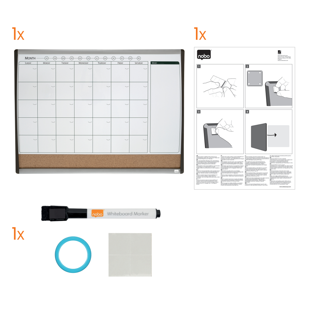 Planner lunar magnetic+panou pluta 58.5*43 cm nobo [3]