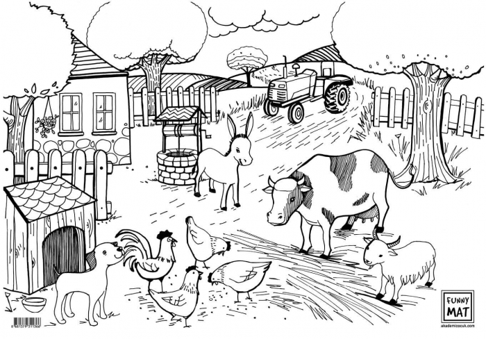 Planse, fise si imagini de colorat pentru copii animale viata la ferma. [2]