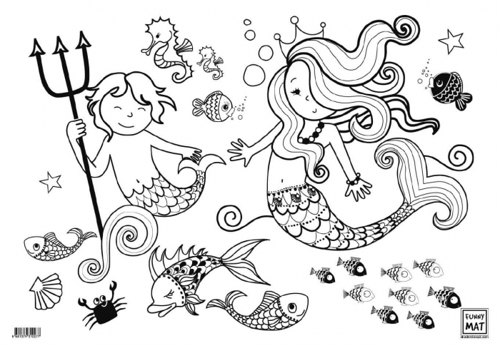 Planse si imagini de colorat pentru copii, reutilizabile - Sirena. [2]