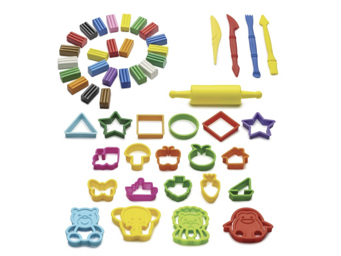 Set plastilina cu 24 culori, rola si forme pentru decupare, ideal pentru cadou [2]