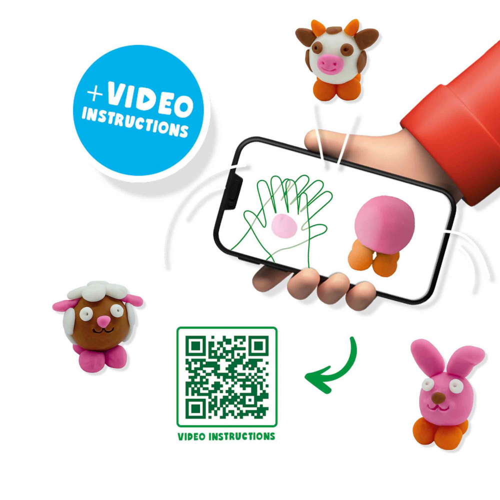 Plastilina colorata vegana FunDo - Animale de la ferma (3 x 90 gr - 1 x 40 gr), copii varsta 3 ani+,6 ani+ [3]