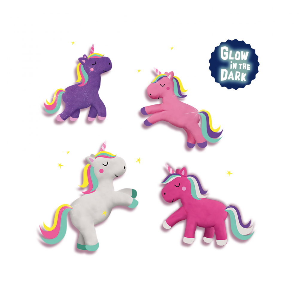 Plastilina fosforescenta cu sclipici Unicorn 4 x 90 gr, copii varsta 2 ani+,6 ani+,8 ani+ [3]