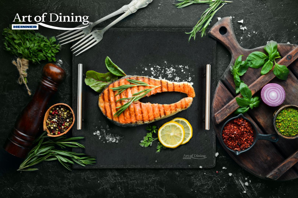 Platou ardezie patrat manere inox, 30x30 cm, cooking by heinner [3]