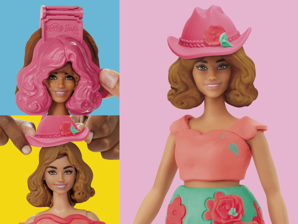 Play doh barbie set plastelina creatii vestimentare cu flori si franjuri cowboy [10]