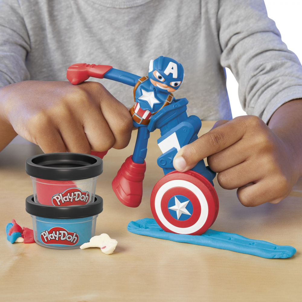 Play-doh marvel figurina flexibila cu accesorii captain america 10cm, varsta de la 4 ani la 10 ani [3]