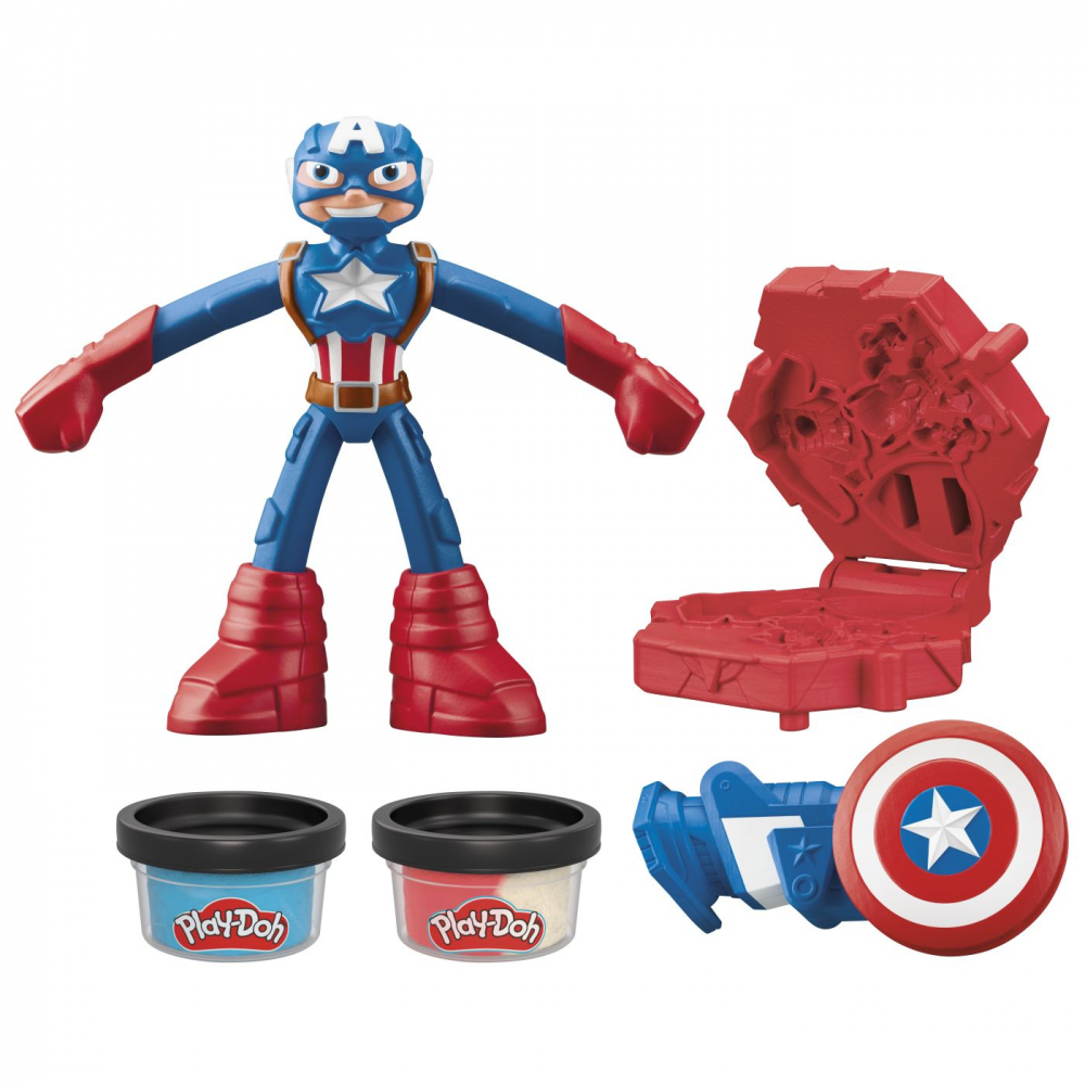 Play-doh marvel figurina flexibila cu accesorii captain america 10cm, varsta de la 4 ani la 10 ani [2]