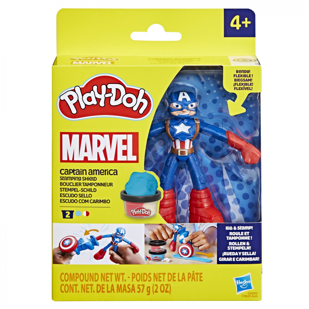Play-doh marvel figurina flexibila cu accesorii captain america 10cm, varsta de la 4 ani la 10 ani [1]