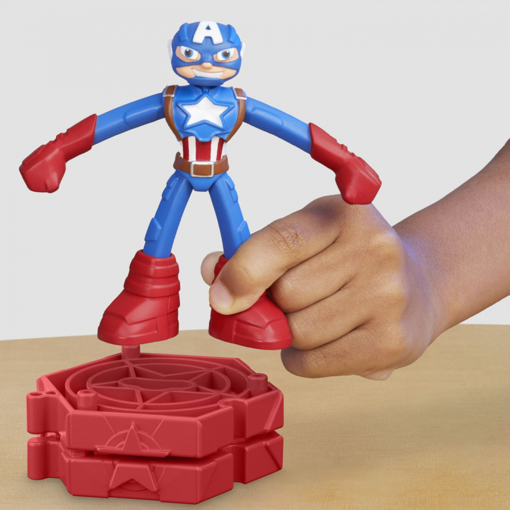 Play-doh marvel figurina flexibila cu accesorii captain america 10cm, varsta de la 4 ani la 10 ani [4]