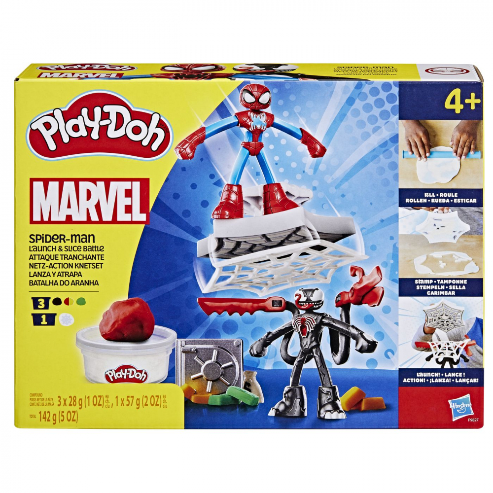 Play doh spiderman set 2 figurine batalie cu lansator si sulita, varsta de la 4 ani la 7 ani [1]