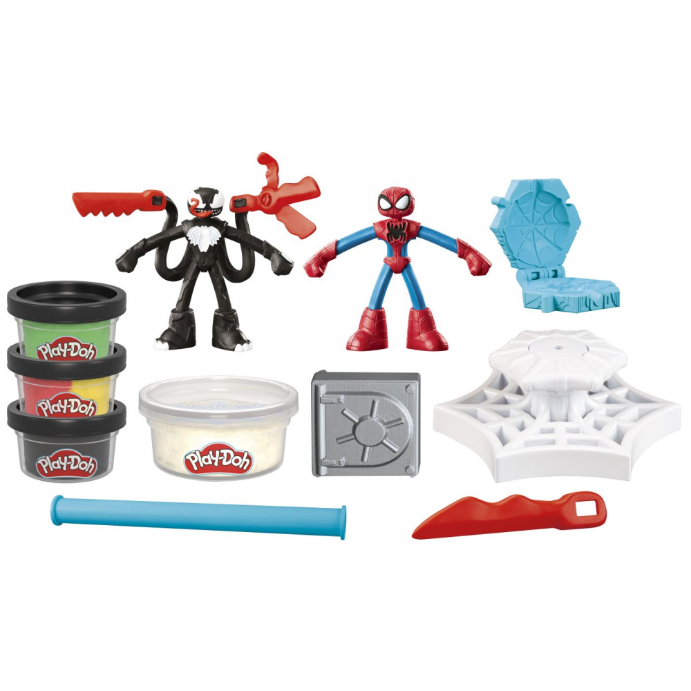 Play doh spiderman set 2 figurine batalie cu lansator si sulita, varsta de la 4 ani la 7 ani [2]