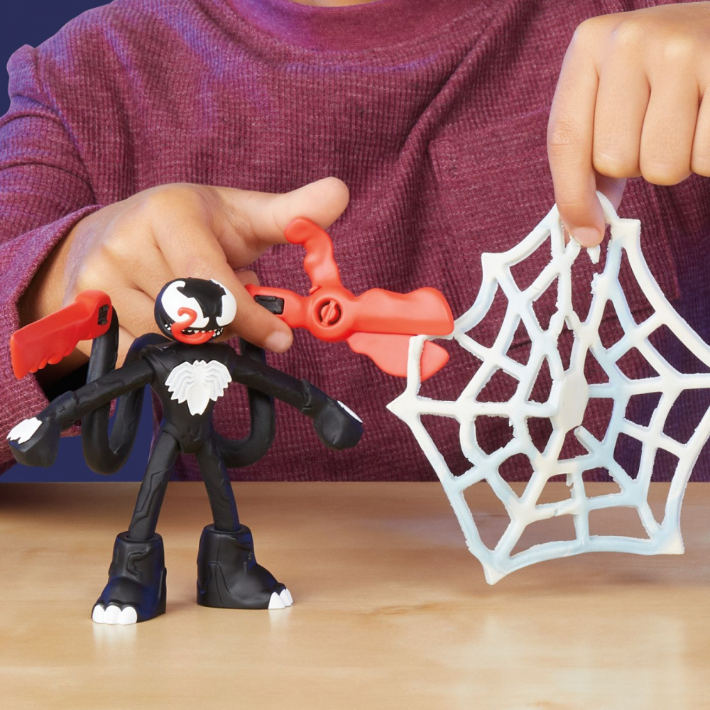 Play doh spiderman set 2 figurine batalie cu lansator si sulita, varsta de la 4 ani la 7 ani [6]